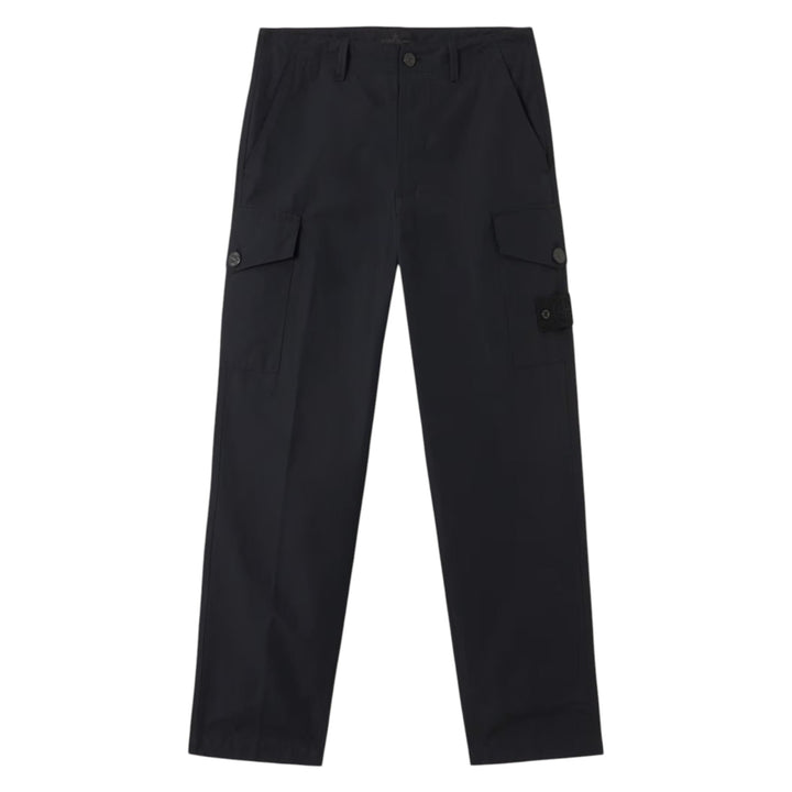 Stone Island Weatherproof Relaxed Cotton Canvas Ghost Black Cargo Trousers