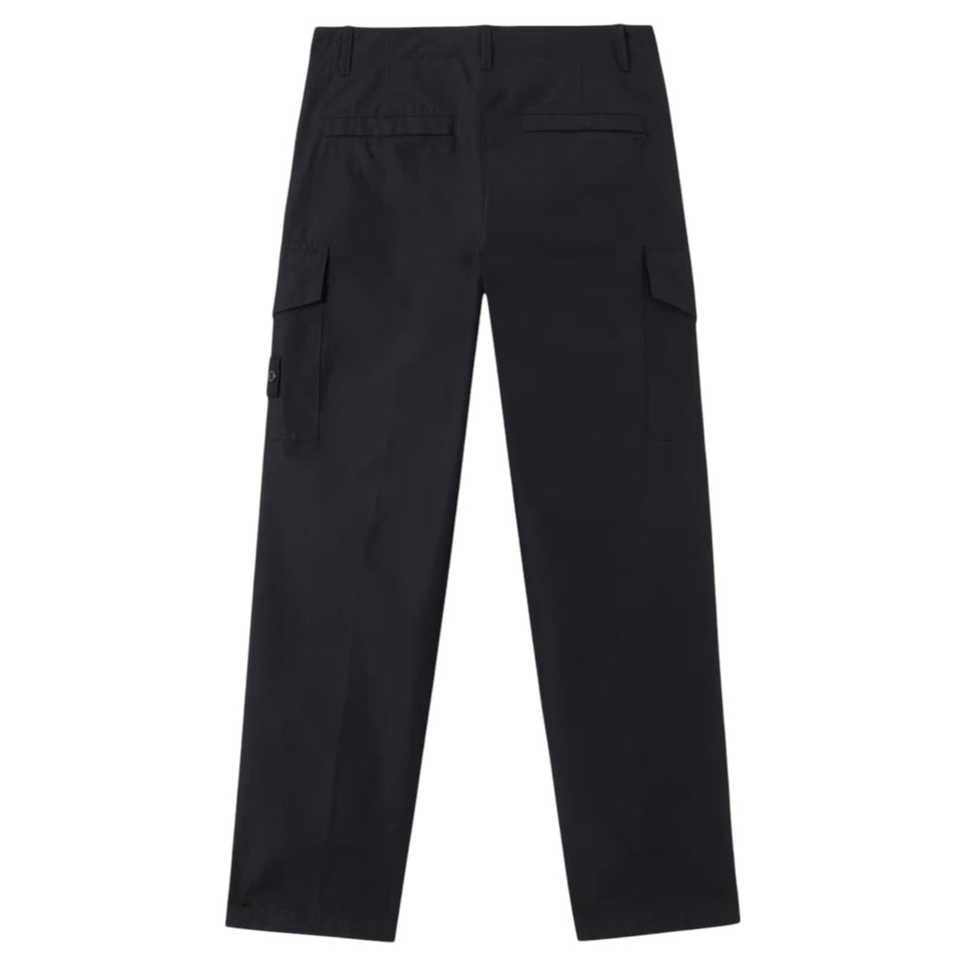 Stone Island Weatherproof Relaxed Cotton Canvas Ghost Black Cargo Trousers