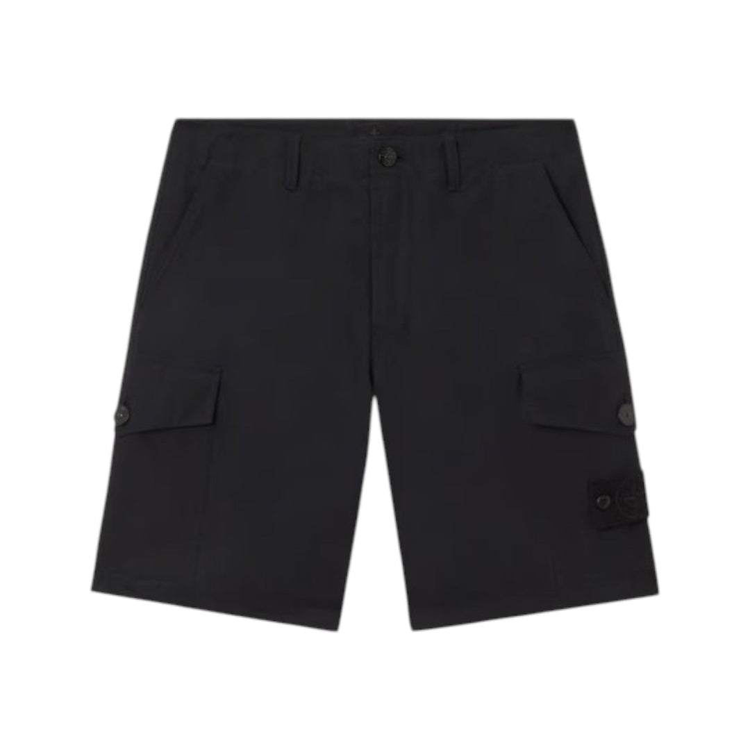 Stone Island Weatherproof Cotton Canvas Black Ghost Cargo Shorts