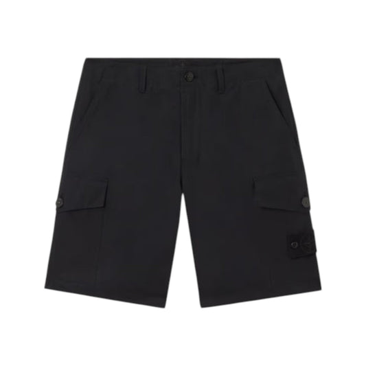 Stone Island Weatherproof Cotton Canvas Black Ghost Cargo Shorts