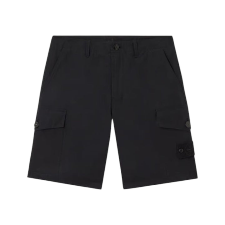 Stone Island Weatherproof Cotton Canvas Black Ghost Cargo Shorts