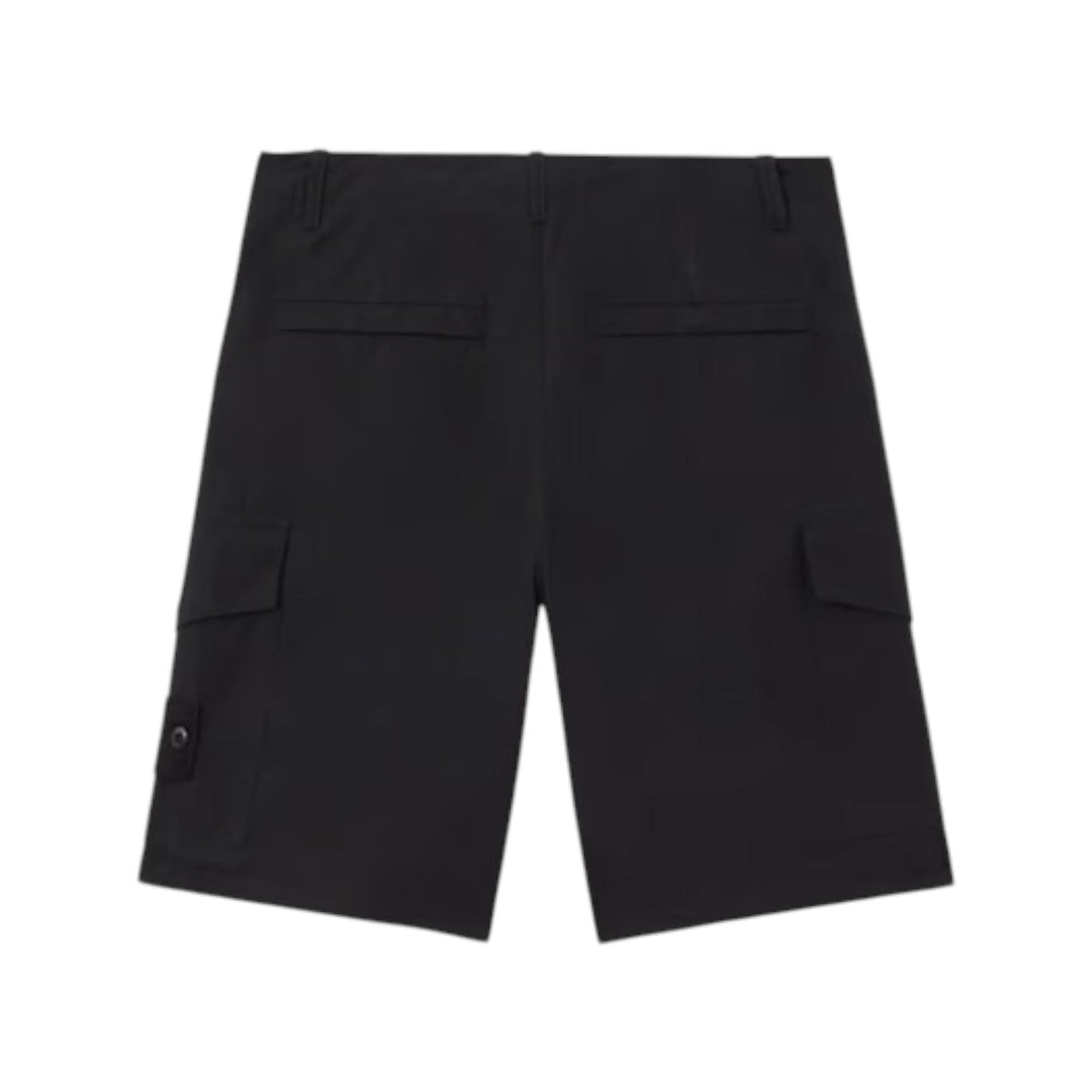 Stone Island Weatherproof Cotton Canvas Black Ghost Cargo Shorts