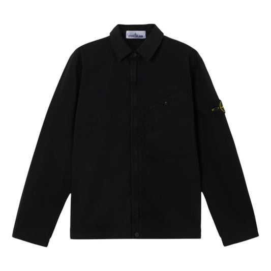 Stone Island Stretch Organic Cotton Satin Black Overshirt