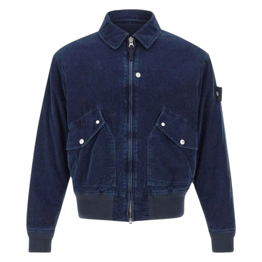 Stone Island Micro Corduroy Rinsed Bomber Navy Jacket