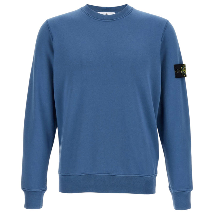 Stone Island Brushed Cotton Blue Sweatshirt