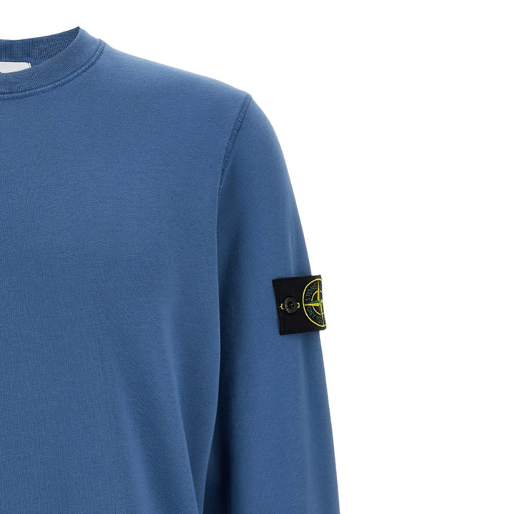 Stone Island Brushed Cotton Blue Sweatshirt