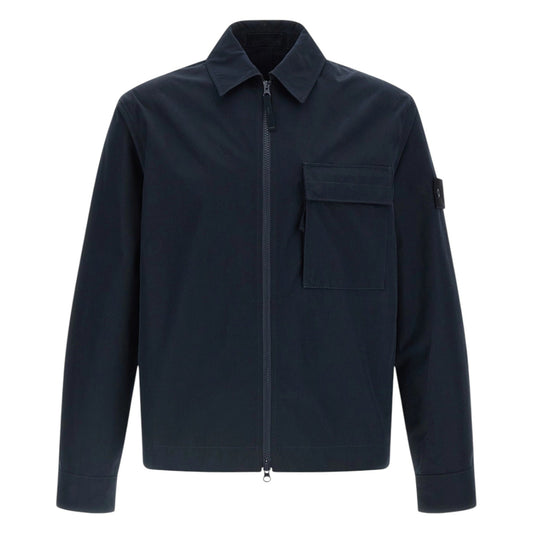 Stone Island Ghost Cotton Canvas Navy Overshirt