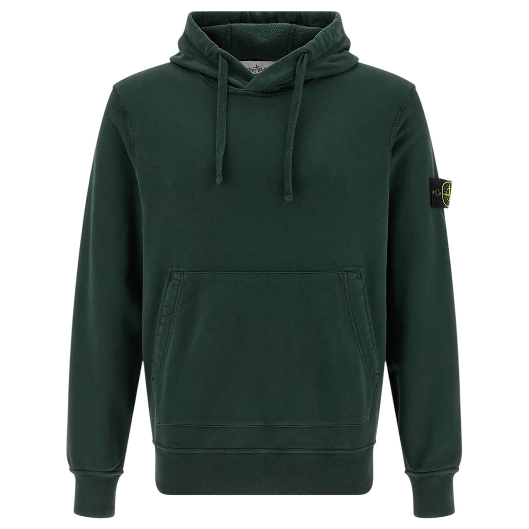 Stone Island Brushed Cotton Dark Green Hoodie
