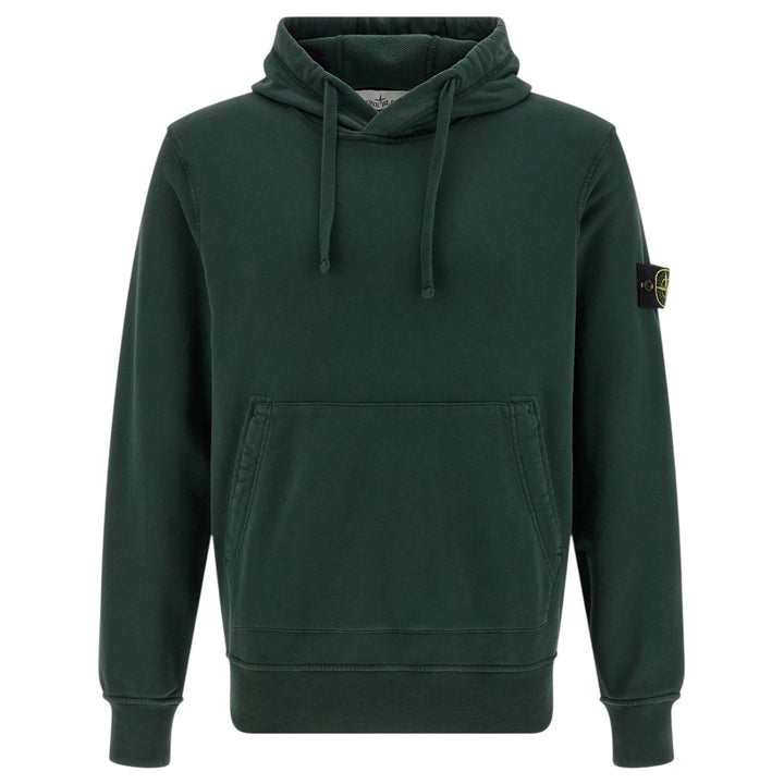 Stone Island Brushed Cotton Dark Green Hoodie