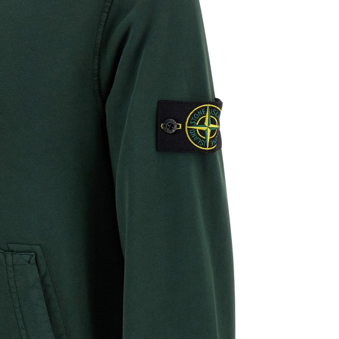 Stone Island Brushed Cotton Dark Green Hoodie