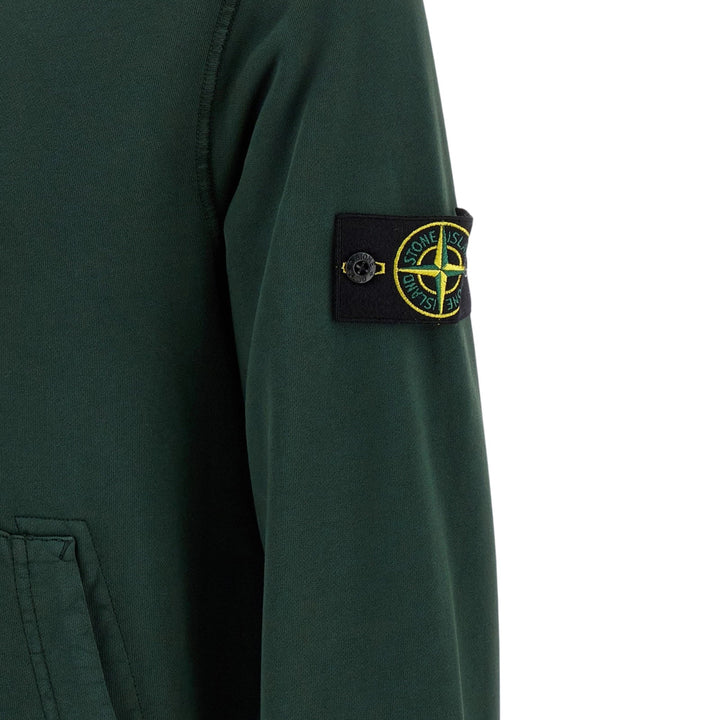 Stone Island Brushed Cotton Dark Green Hoodie