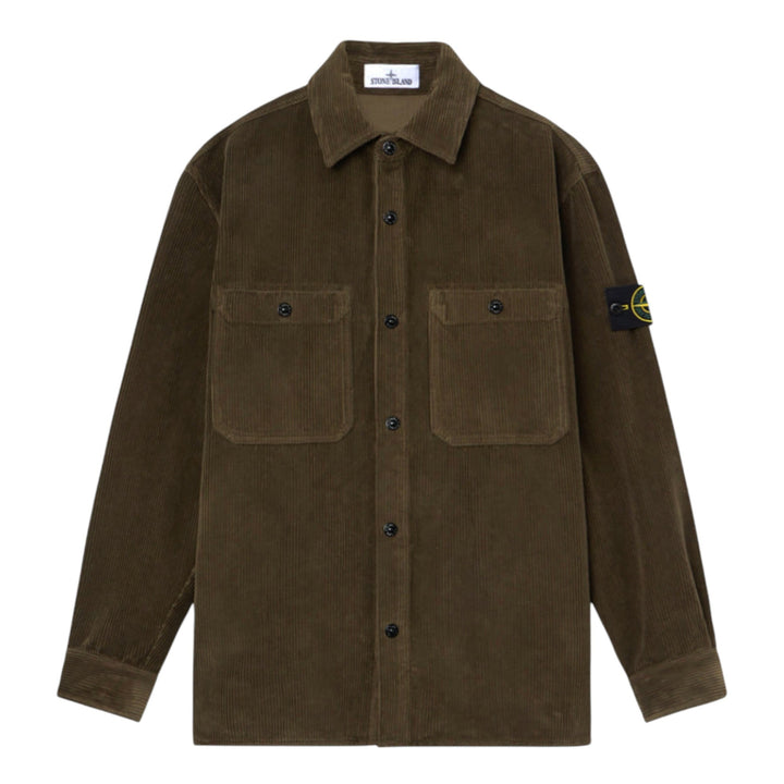 Stone Island Organic Cotton Corduroy 800 Military Green Overshirt