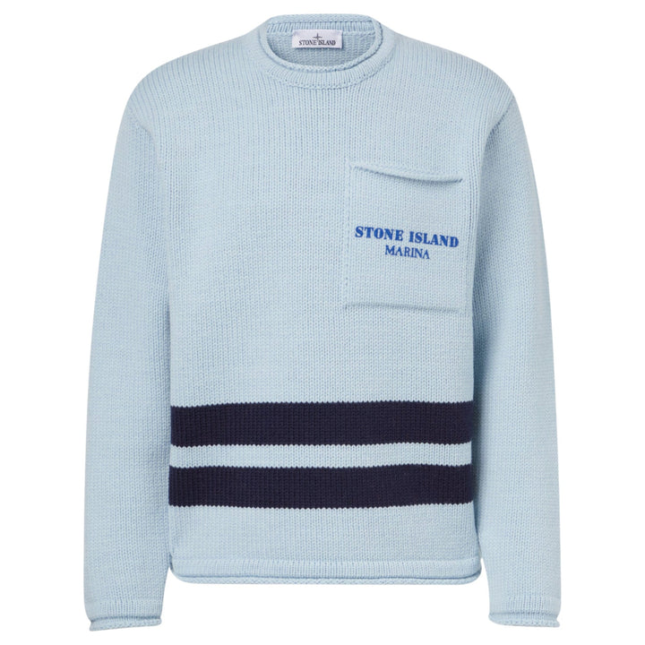 Stone Island Marina Crewneck Knit Blue Sweatshirt