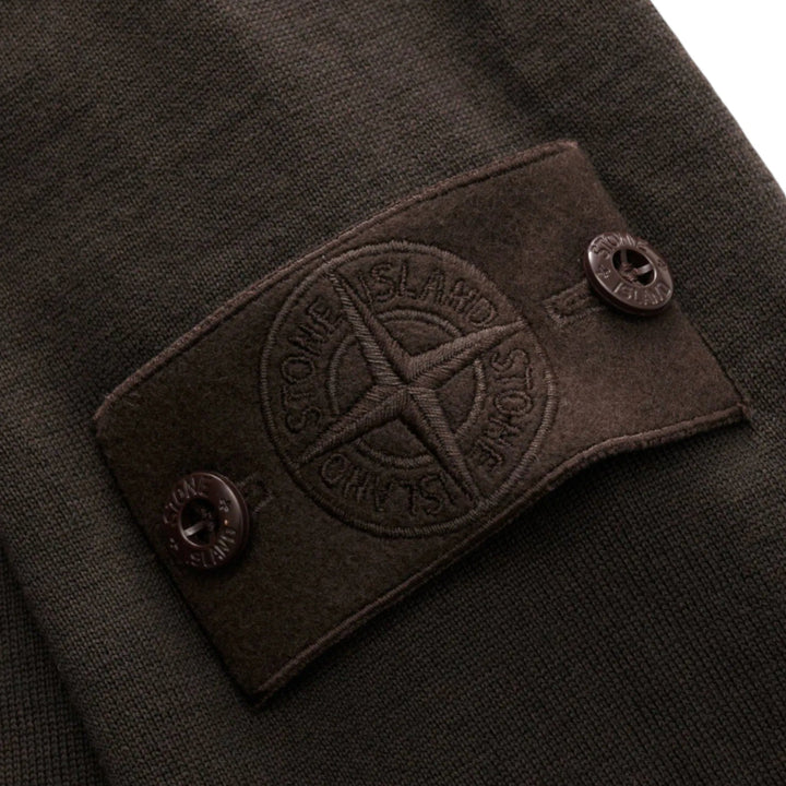 Stone Island Ghost RWS Wool Dark Brown Long Sleeve Polo Shirt