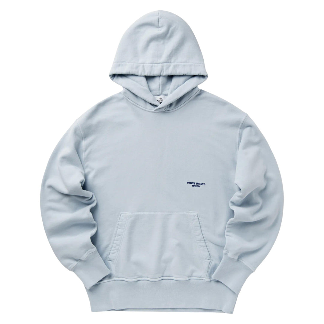 Stone Island Marina Brushed Organic Cotton Baby Blue Hoodie