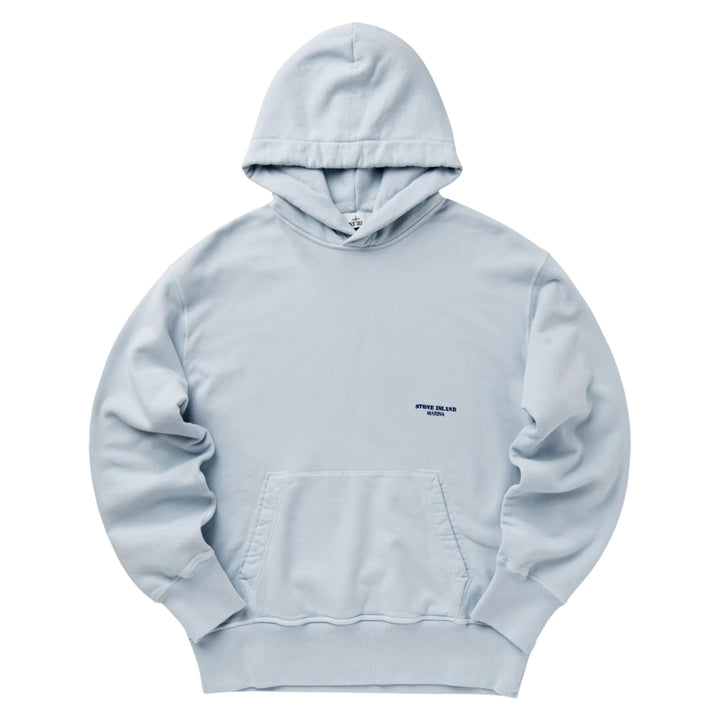 Stone Island Marina Brushed Organic Cotton Baby Blue Hoodie