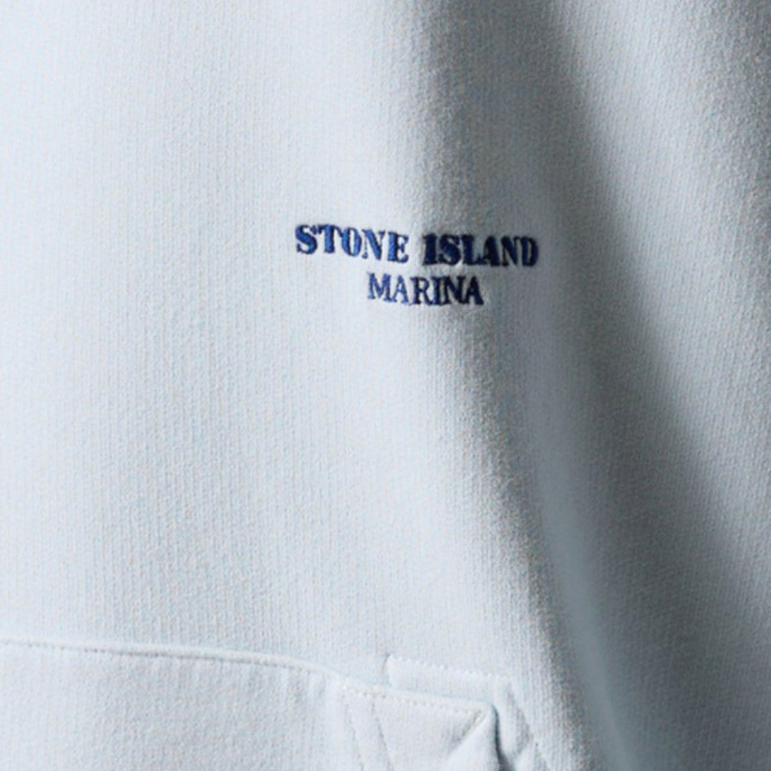 Stone Island Marina Brushed Organic Cotton Baby Blue Hoodie