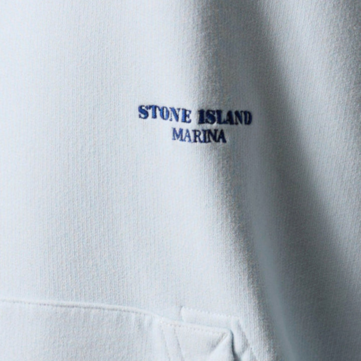 Stone Island Marina Brushed Organic Cotton Baby Blue Hoodie