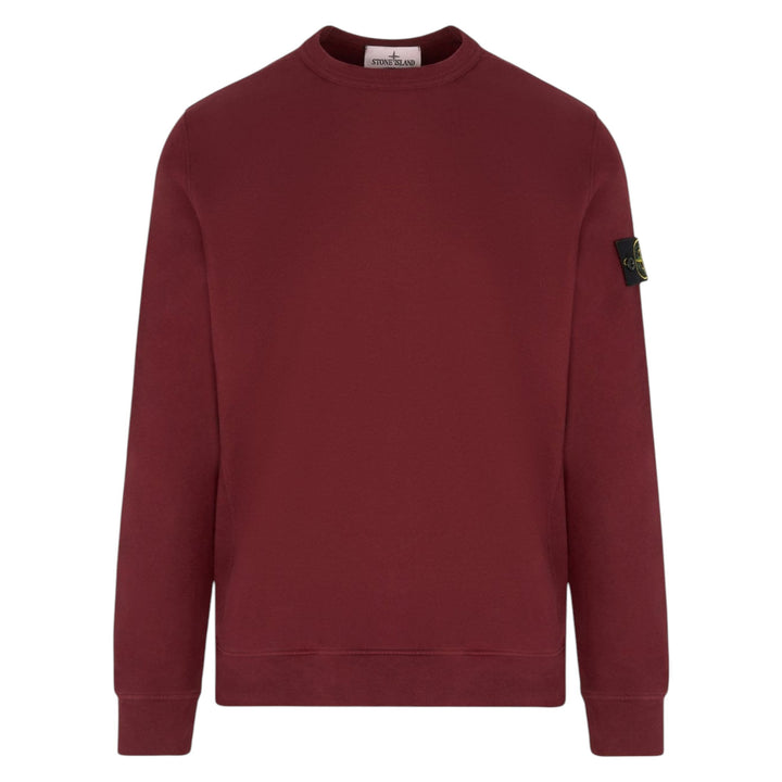 Stone Island Brushed Organic Cotton Burgundy Red Sweatshirt