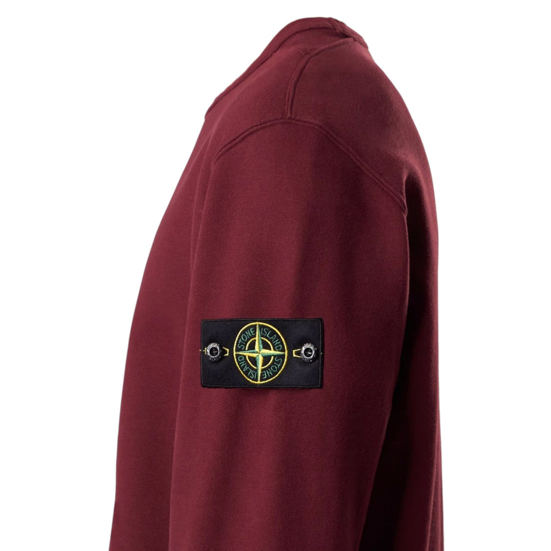 Stone Island Brushed Organic Cotton Burgundy Red Sweatshirt