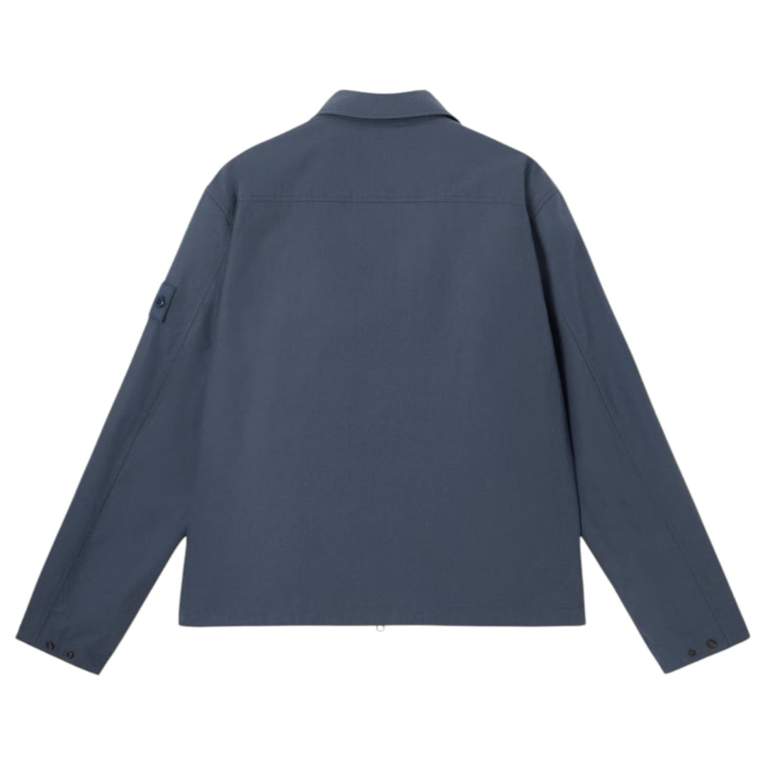 Stone Island All-Weather Cotton Canvas S.I. Ghost Slate Blue Overshirt