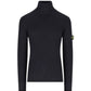 Stone Island Navy Blue Full Rib Wool Turtleneck Sweatshirt