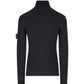 Stone Island Navy Blue Full Rib Wool Turtleneck Sweatshirt