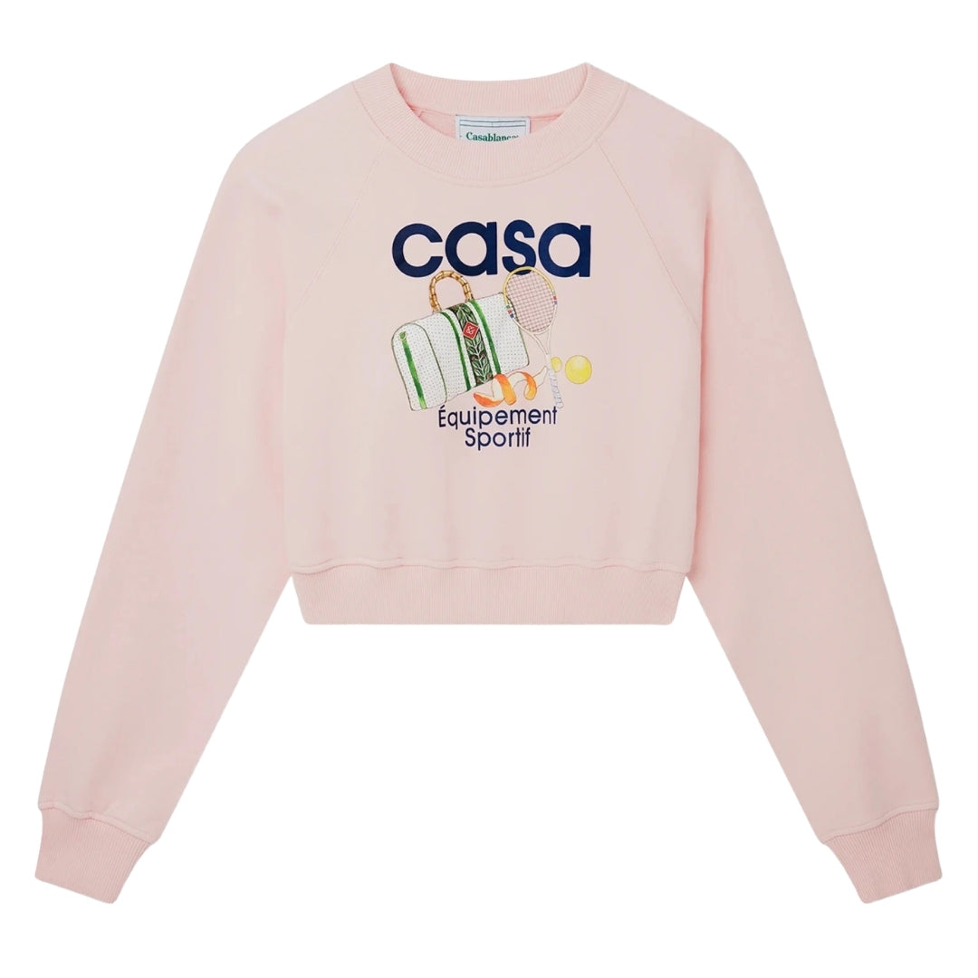 Casablanca Printed Cropped Equipement Sportif Pink Sweatshirt Womens