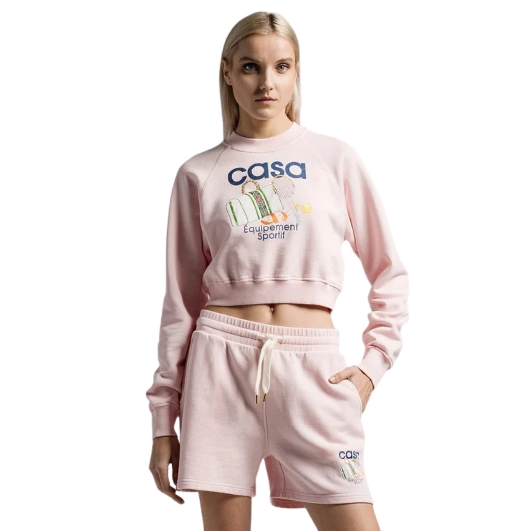Casablanca Printed Cropped Equipement Sportif Pink Sweatshirt Womens