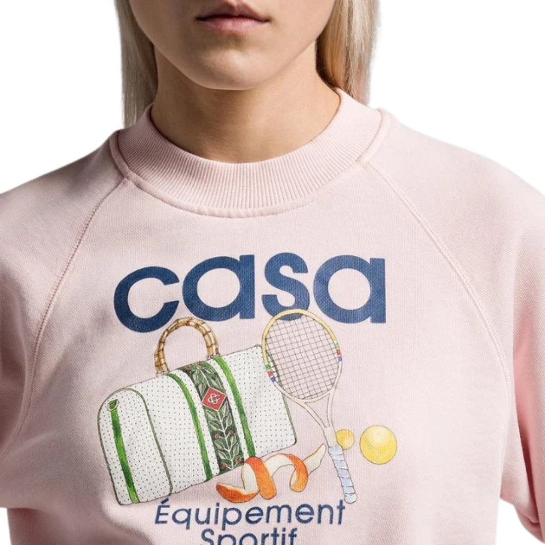 Casablanca Printed Cropped Equipement Sportif Pink Sweatshirt Womens