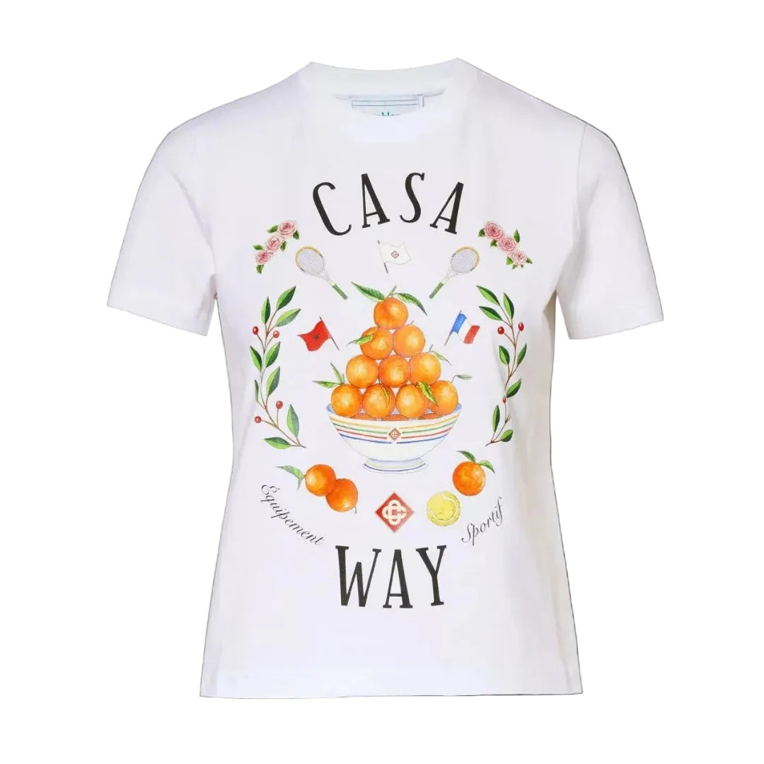 Casablanca Printed Fitted  T-Shirt Casa Way White  T-Shirts Womens
