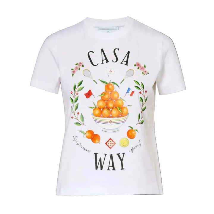 Casablanca Printed Fitted  T-Shirt Casa Way White  T-Shirts Womens