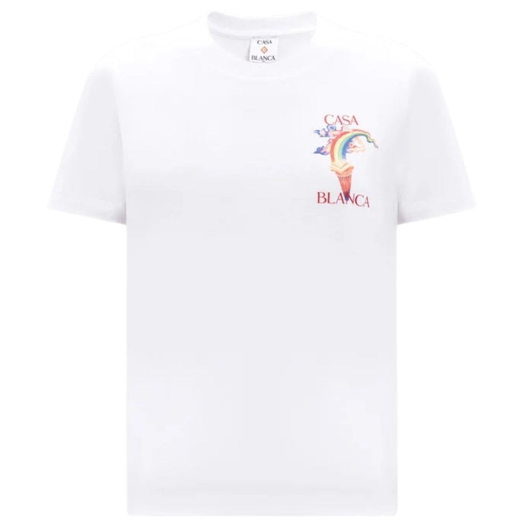 Casablanca Printed Fitted T-Shirt Nature Teacher White