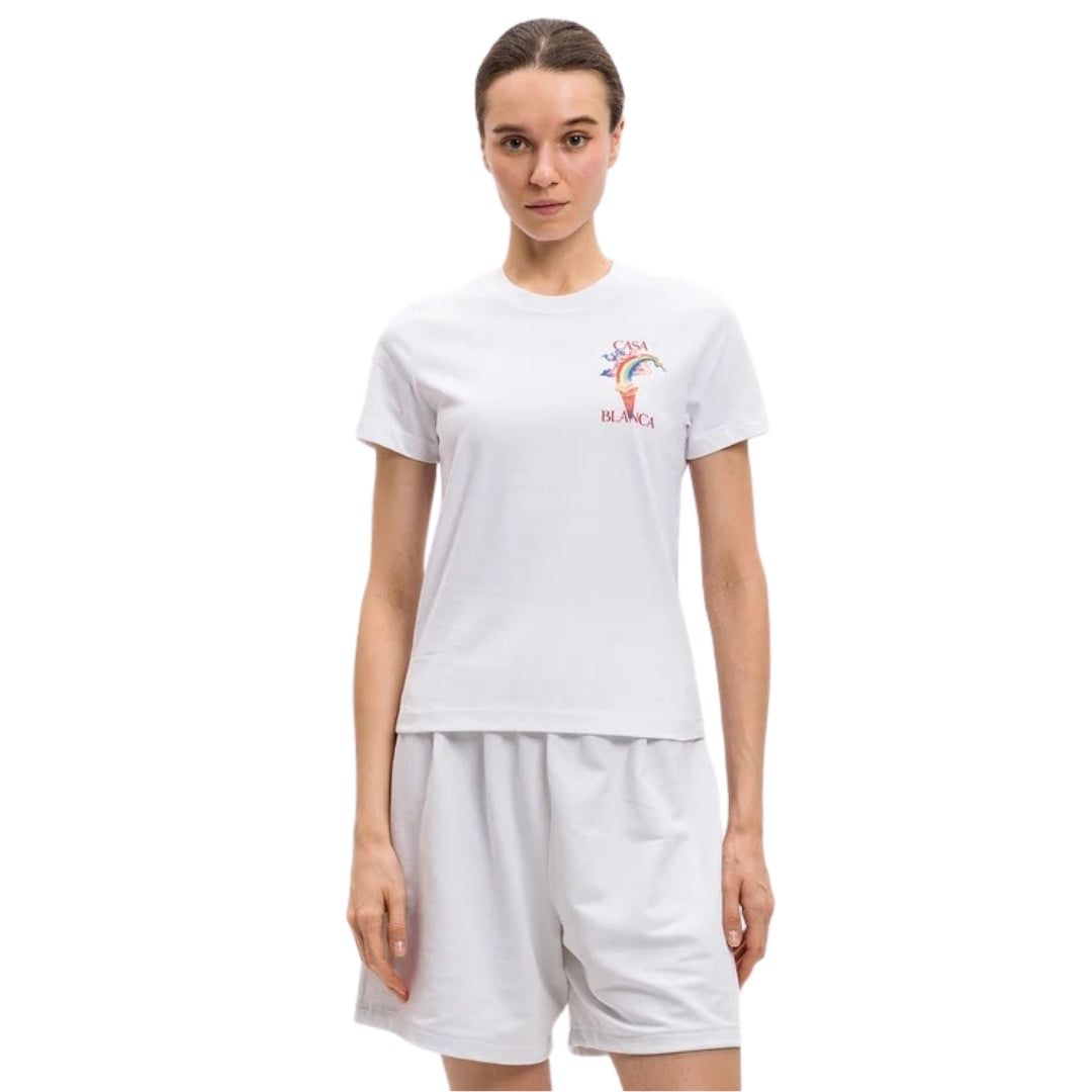 Casablanca Printed Fitted T-Shirt Nature Teacher White