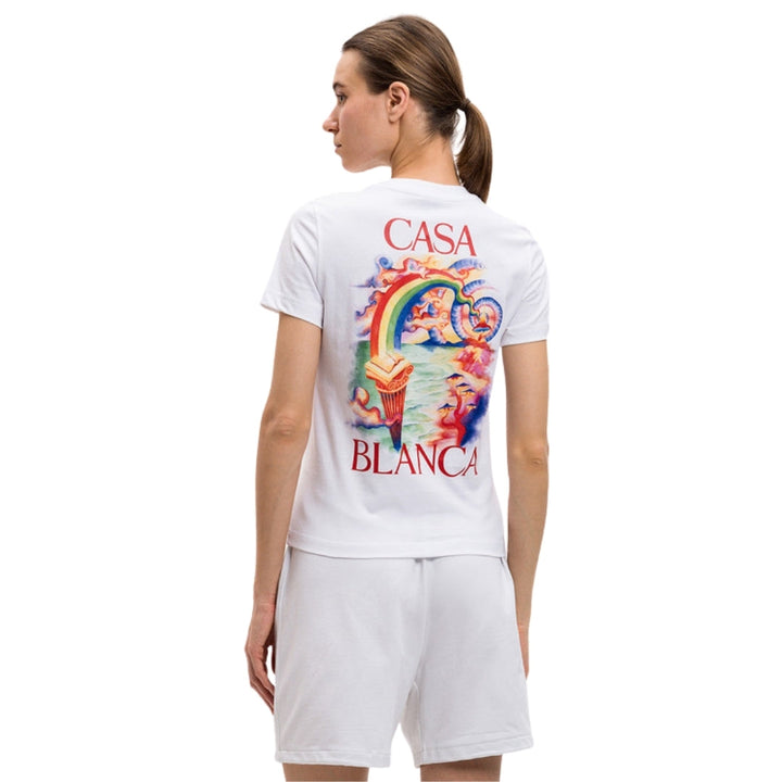 Casablanca Printed Fitted T-Shirt Nature Teacher White