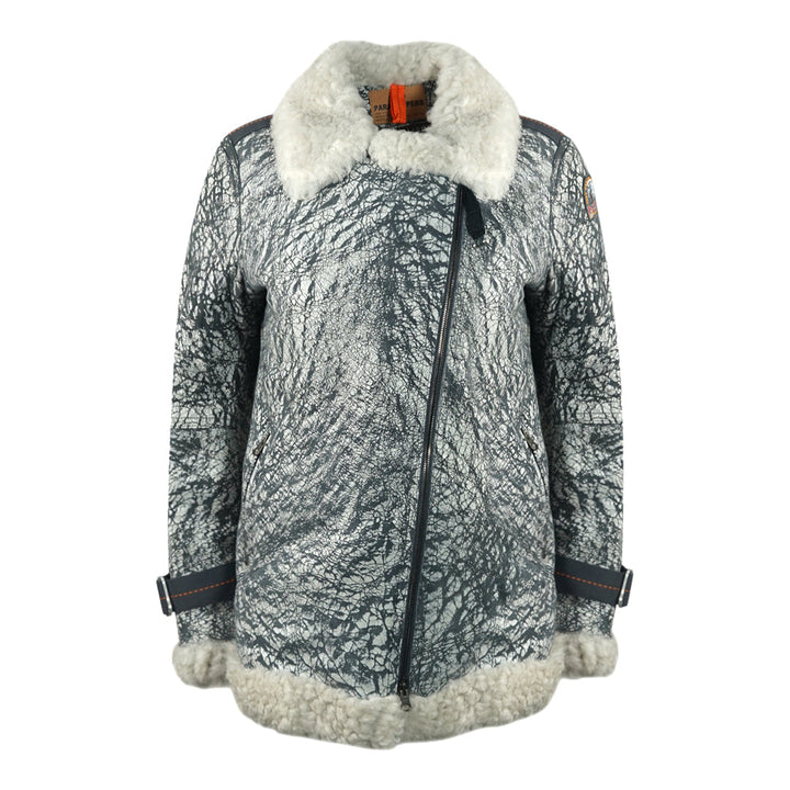 Parajumpers Haven Shearling Nine Iron Grey Leather Jacket - Style Centre Wholesale