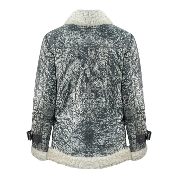 Parajumpers Haven Shearling Nine Iron Grey Leather Jacket - Style Centre Wholesale