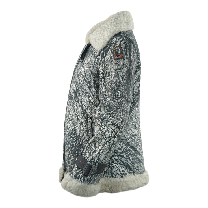 Parajumpers Haven Shearling Nine Iron Grey Leather Jacket - Style Centre Wholesale