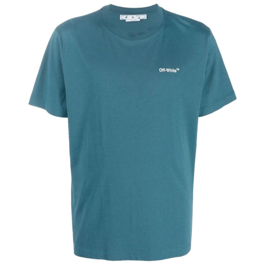 Off-White Chain Arrow Design Slim Fit Duck Green T Shirt