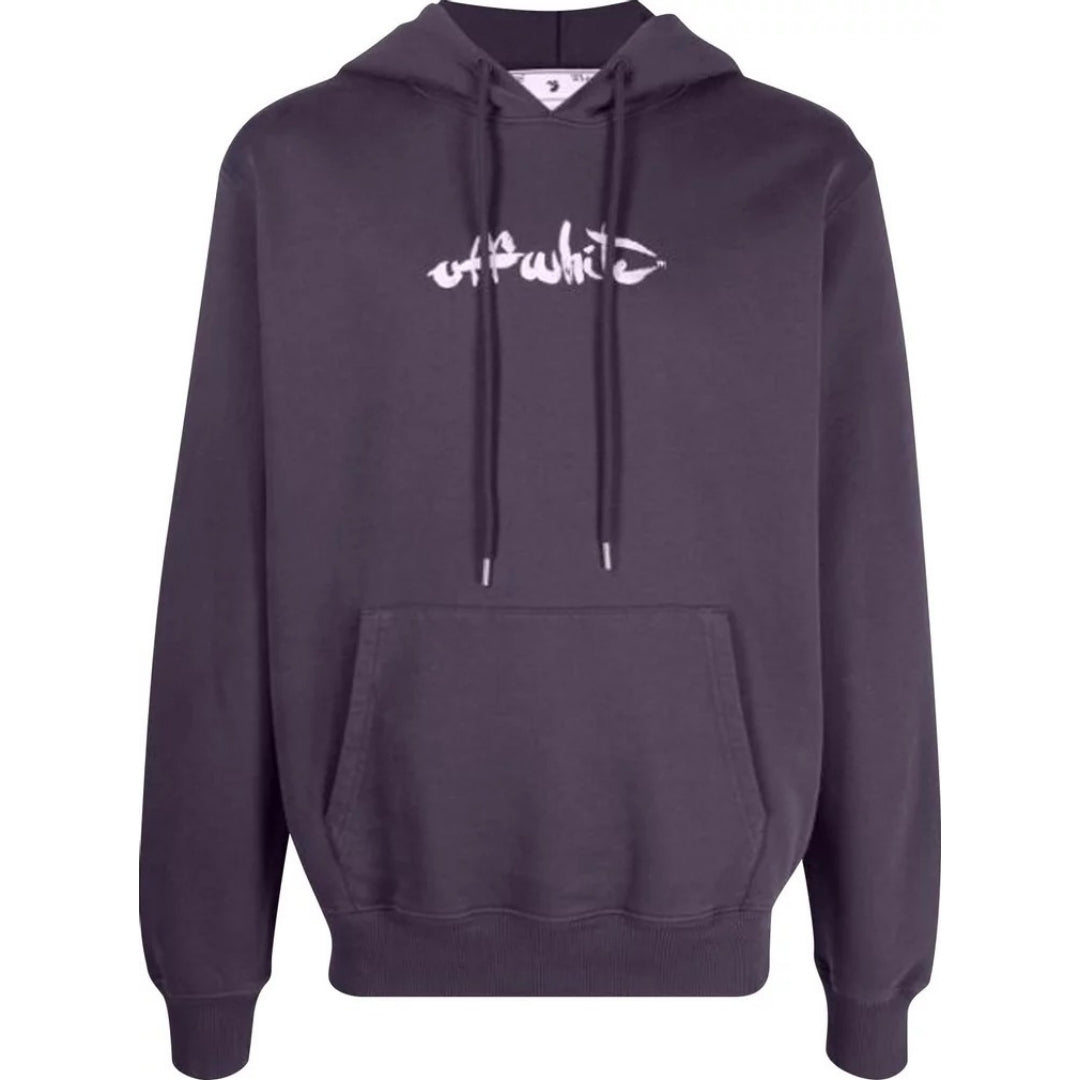Off-White Script Logo Slim Fit Aubergine Hoodie