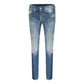 Off White Slogan Print Blue Jeans