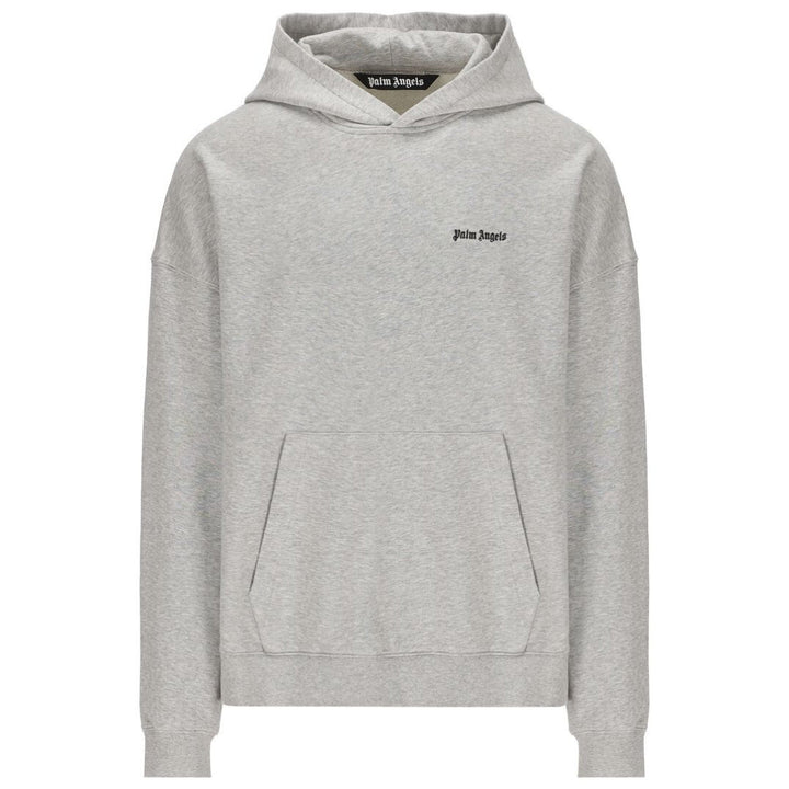 Palm Angels Embroidered Logo Grey Hoodie - Style Centre Wholesale