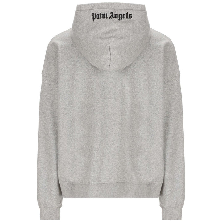 Palm Angels Embroidered Logo Grey Hoodie - Style Centre Wholesale