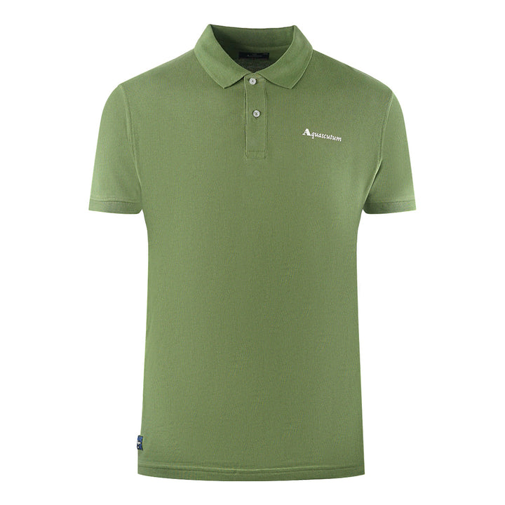 Aquascutum Brand Logo Plain Army Green Polo Shirt - Style Centre Wholesale