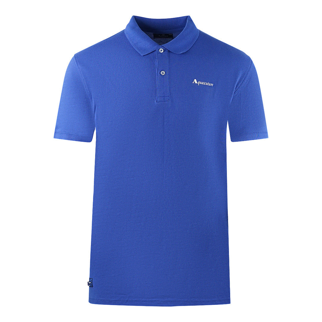Aquascutum Brand Logo Plain Royal Blue Polo Shirt - Style Centre Wholesale