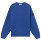 Stone Island, Blue organic cotton diagonal fleece 'old' effect Sweatshirt