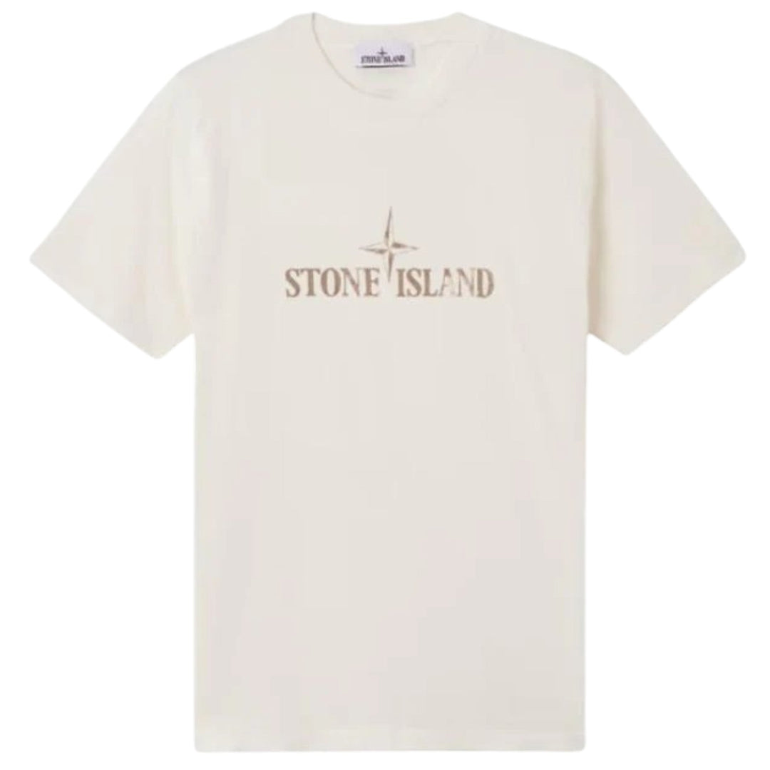 Stone Island, Logo Printed Crewneck T-Shirt - Ivory