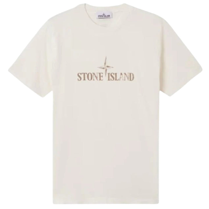 Stone Island, Logo Printed Crewneck T-Shirt - Ivory