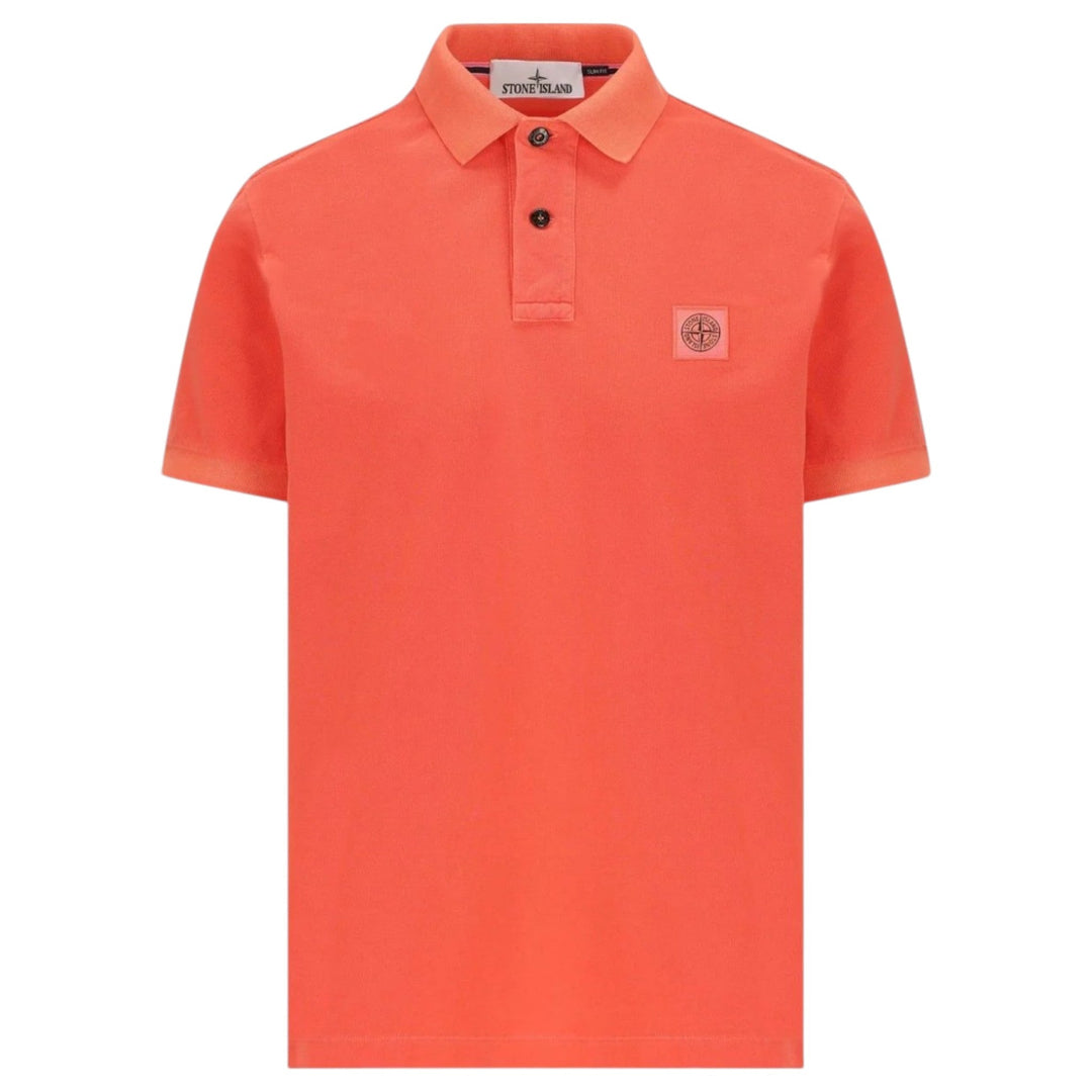 Stone Island, Slim Fit Papaya Polo Shirt with Compass Patch