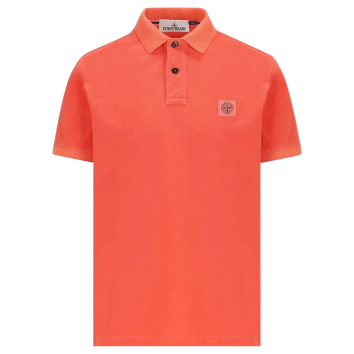 Stone Island, Slim Fit Papaya Polo Shirt with Compass Patch